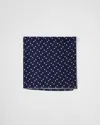 Prada Printed Silk Twill Scarf 90x90 In Blue/white