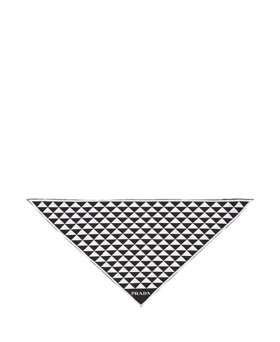 Prada Printed Silk Twill Scarf In Black