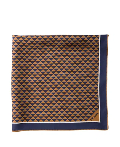 Prada Printed Silk Twill Scarf In Brown