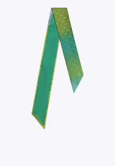 Prada Printed Silk Twill Scarf In Lime