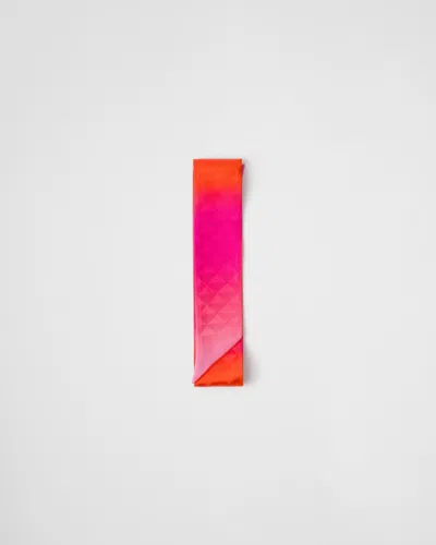 Prada Printed Silk Twill Skinny Scarf In Brown