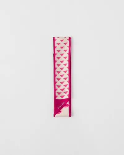 Prada Symbole Degrade Mouth Printed Twill Skinny Scarf In F039k Peonia Albino