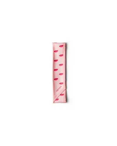 Prada Schmaler Schal Aus Bedrucktem Seidentwill In Pink