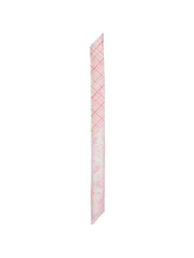 Prada Printed Silk Twill Skinny Scarf In Pink