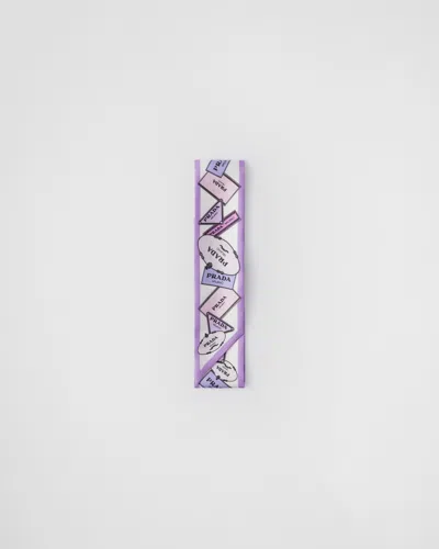 Prada Printed Silk Twill Skinny Scarf In Wisteria