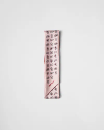 Prada Printed Silk Twill Skinny Tie In Pink