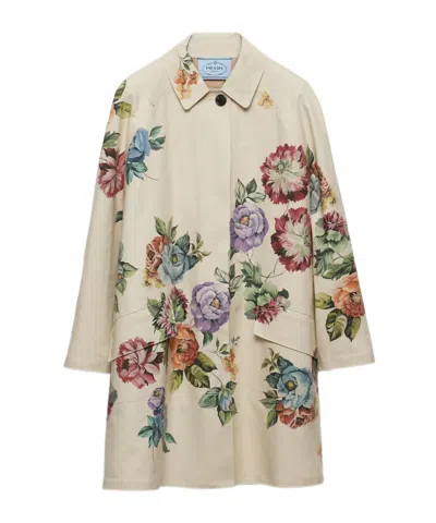 PRADA PRADA FLORAL PRINTED COAT