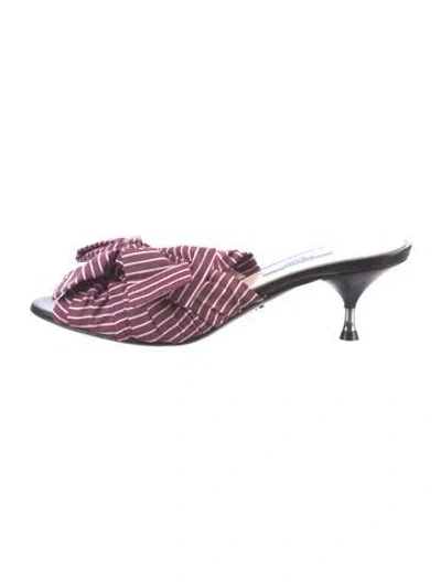 Pre-owned Prada Printed Slides In Burgundy