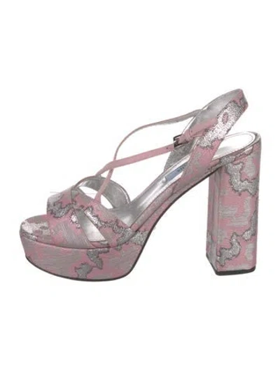 Pre-owned Prada Printed Slingback Sandals In Pink