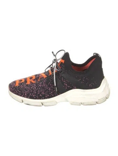 Pre-owned Prada Printed Sneakers In Black