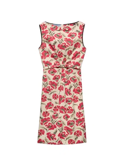 Prada Printed Soft Poplin Dress In Multi