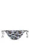 Prada Printed Stretch Nylon Bikini Bottom In Celestetabacc
