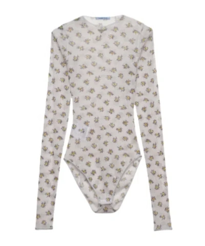 Prada Printed Stretch Tulle Onepiece In Yellow