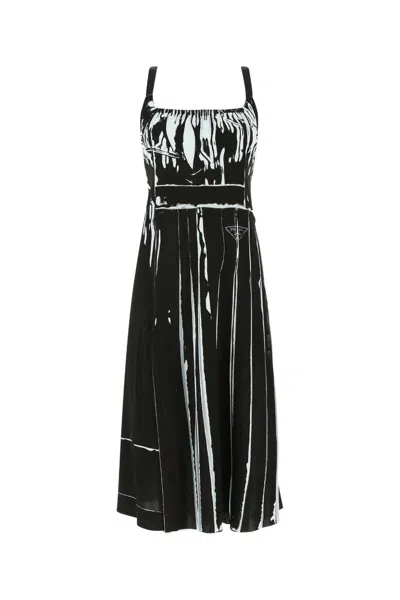 PRADA PRINTED STRETCH VISCOSE DRESS