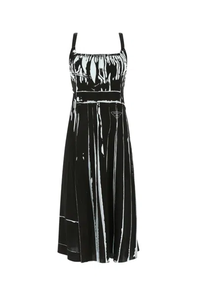 Prada Printed Stretch Viscose Mini Dress In Multi