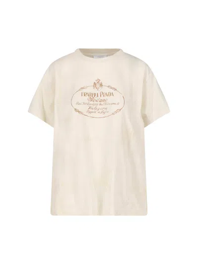 Prada Printed T-shirt In Cream