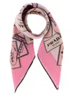 Prada Printed Twill Scarf Lightweight Rectangular Design In Pink