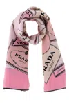 Prada Printed Twill Scarf Lightweight Rectangular Design In Pink