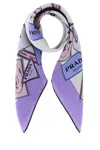 Prada Printed Twill Scarf Rectangular Shape In Purple