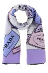 Prada Printed Twill Scarf Rectangular Shape In Purple