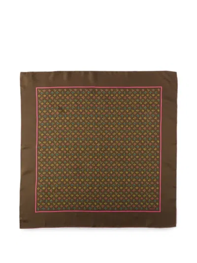 Prada Printed Twill Scarf 90 In Brown