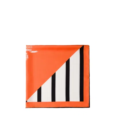 Prada Bedruckter Schal Aus Seidentwill In Orange