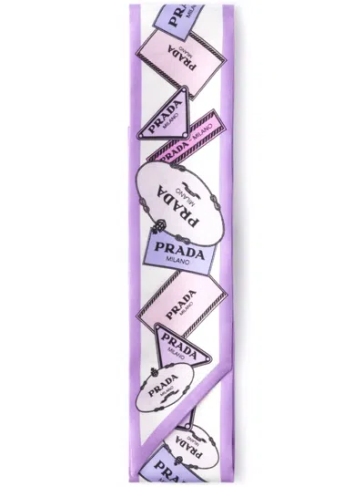 Prada Printed Twill Scarf In Violett