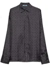 Prada Printed Twill Silk Shirt In Blue