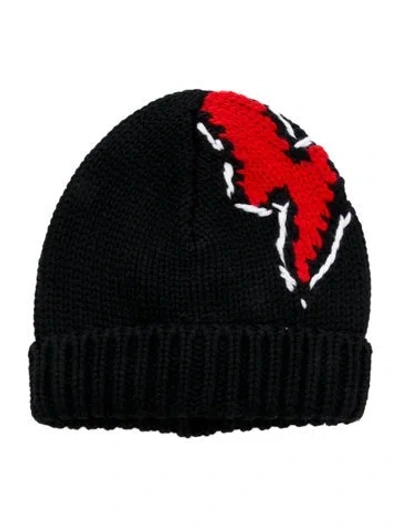 Pre-owned Prada Printed Virgin Wool Beanie In Black