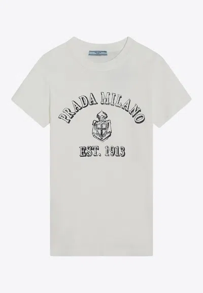 PRADA PRINTED WASHED JERSEY T-SHIRT
