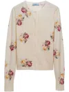 Prada Wool Floral Cardigan In White