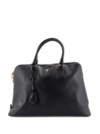 Pre-owned Prada Promenade Bag Saffiano Leather Large Handbag In Black