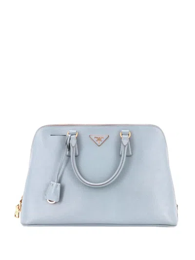 Pre-owned Prada Promenade Bag Saffiano Leather Large Satchel In 蓝色