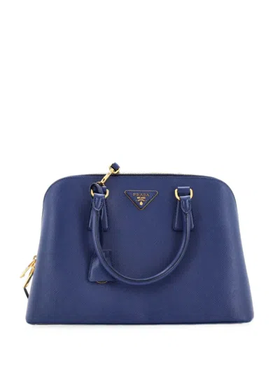 Pre-owned Prada Promenade Bag Saffiano Leather Medium Satchel In Blue