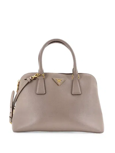 Pre-owned Prada Promenade Bag Saffiano Leather Medium Satchel In Neutrals