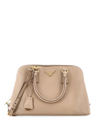 Pre-owned Prada Promenade Bag Saffiano Leather Medium Satchel In Neutrals
