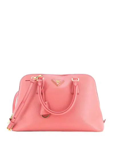 Pre-owned Prada Promenade Bag Saffiano Leather Medium Satchel In Pink