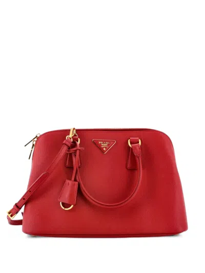 Pre-owned Prada Promenade Bag Saffiano Leather Medium Satchel In Red