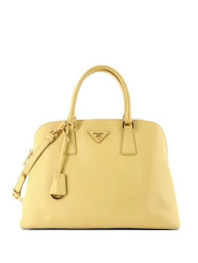 Pre-owned Prada Promenade Bag Saffiano Leather Medium Satchel In Yellow