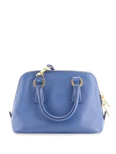 Pre-owned Prada Promenade Bag Saffiano Leather Mini Crossbody Bag In Blue