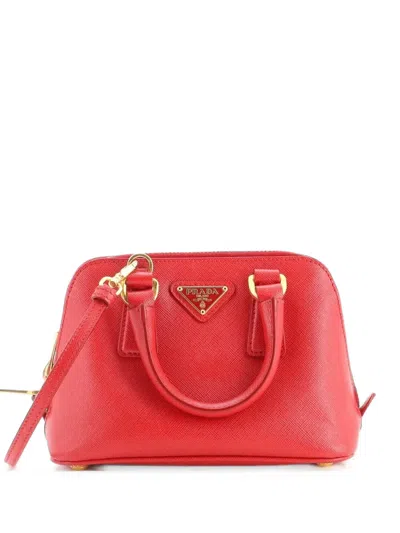 Pre-owned Prada Promenade Bag Saffiano Leather Mini Crossbody Bag In Red