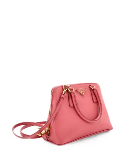 Pre-owned Prada Promenade Bag Saffiano Leather Small Satchel In Pink
