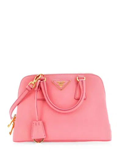 Pre-owned Prada Promenade Bag Saffiano Leather Small Satchel In Pink