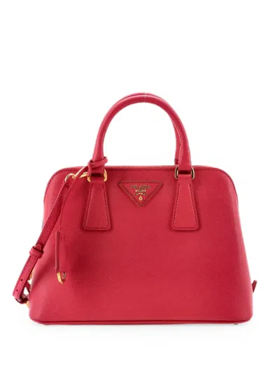 Pre-owned Prada Promenade Bag Saffiano Leather Small Satchel In Pink