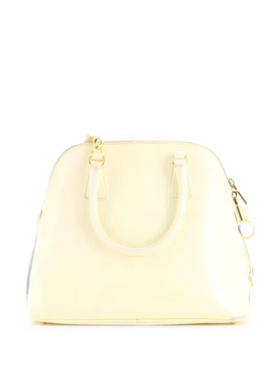 Pre-owned Prada Promenade Bag Vernice Saffiano Leather Medium Satchel In Neutrals