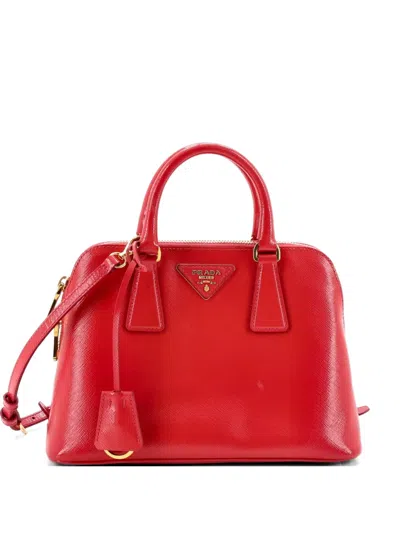 Pre-owned Prada Promenade Bag Vernice Saffiano Leather Small Satchel In Pink