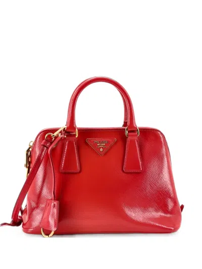 Pre-owned Prada Promenade Bag Vernice Saffiano Leather Small Satchel In Pink