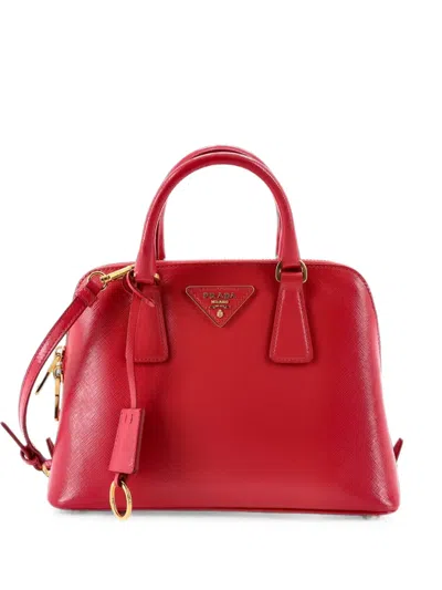 Pre-owned Prada Promenade Bag Vernice Saffiano Leather Small Satchel In Pink