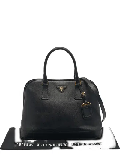 Pre-owned Prada Promenade Leather Tote Bag In Black