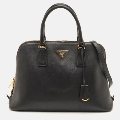 Pre-owned Prada Promenade Medium Black Saffiano Cuir Leather Satchel